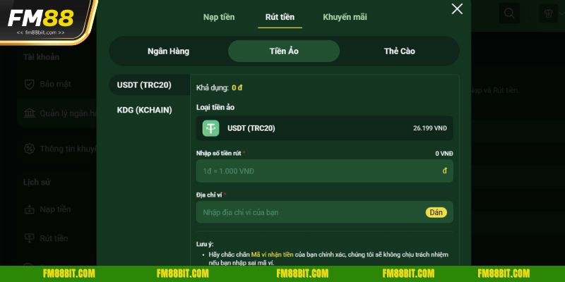 Fm88 hỗ trợ bạn nhiều phương thức rút tiền khi thắng cược