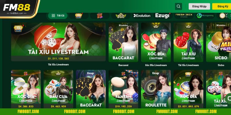 Live Casino FM88 cung cấp các loại hình game bài chất lượng