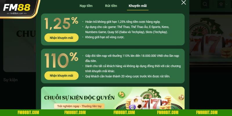 Nhận ngay cơ hội được hoàn từ 3 - 7% tổng số tiền đã cược