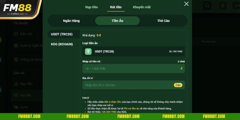 Rút tiền từ FM88 về ngân hàng nhanh chóng